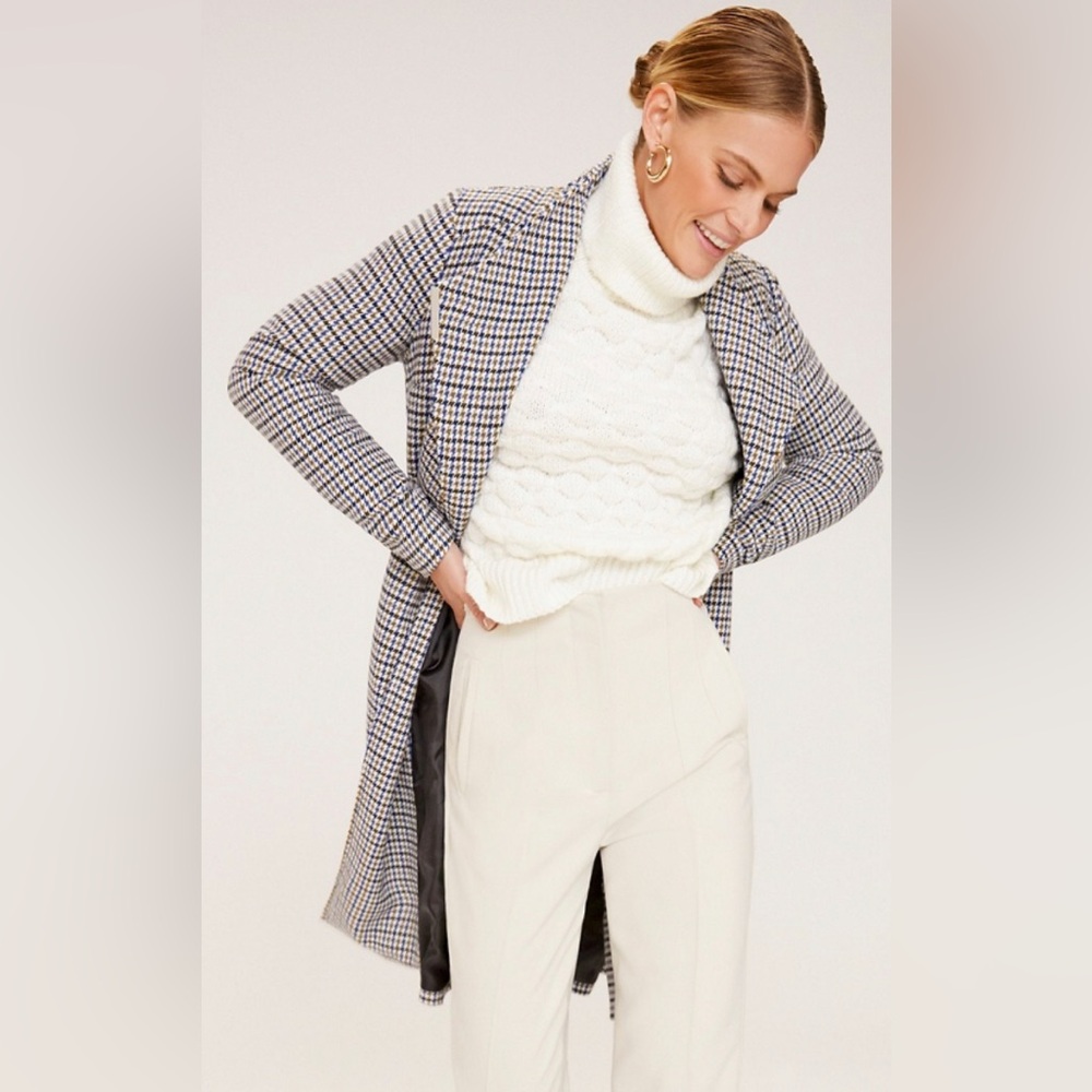 JustFab Long Multi-Color Wool Trench Coat NWOT